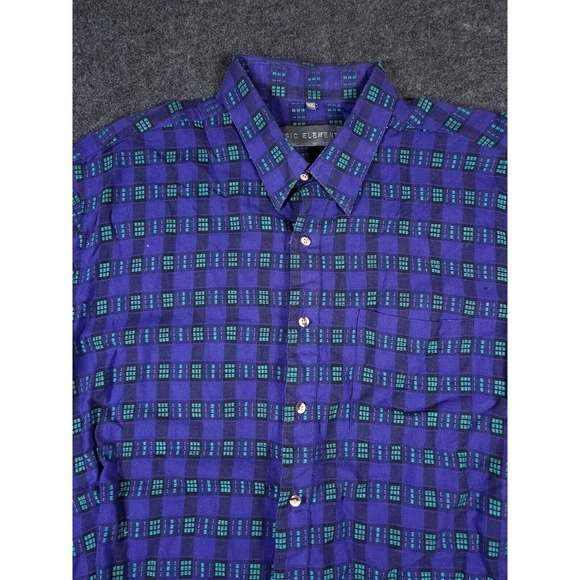 Basic Elements Shirt Mens XL Regular Blue Button Up Long Sleeve Y2K Vintage - Picture 2 of 11